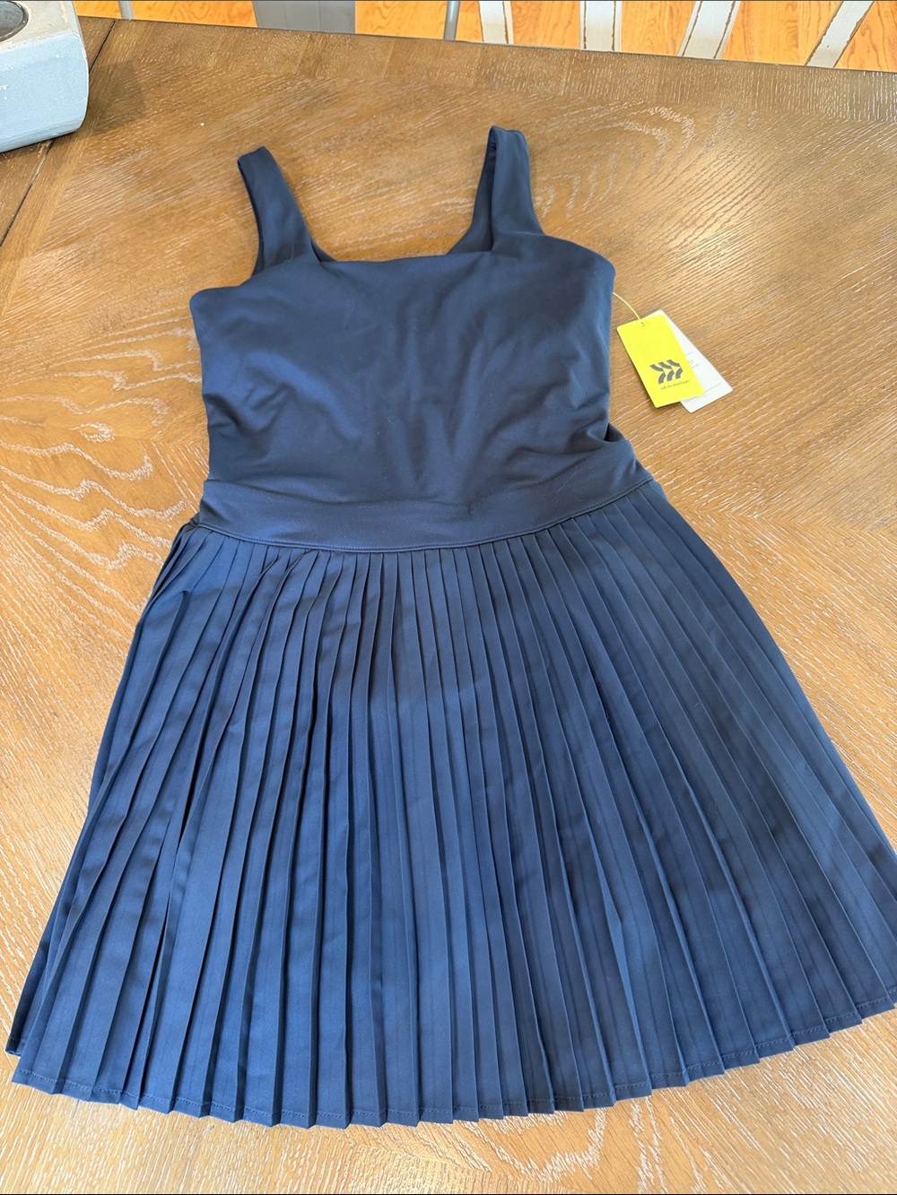 all in motion Navy Sleeveless Pleated Skater Dress